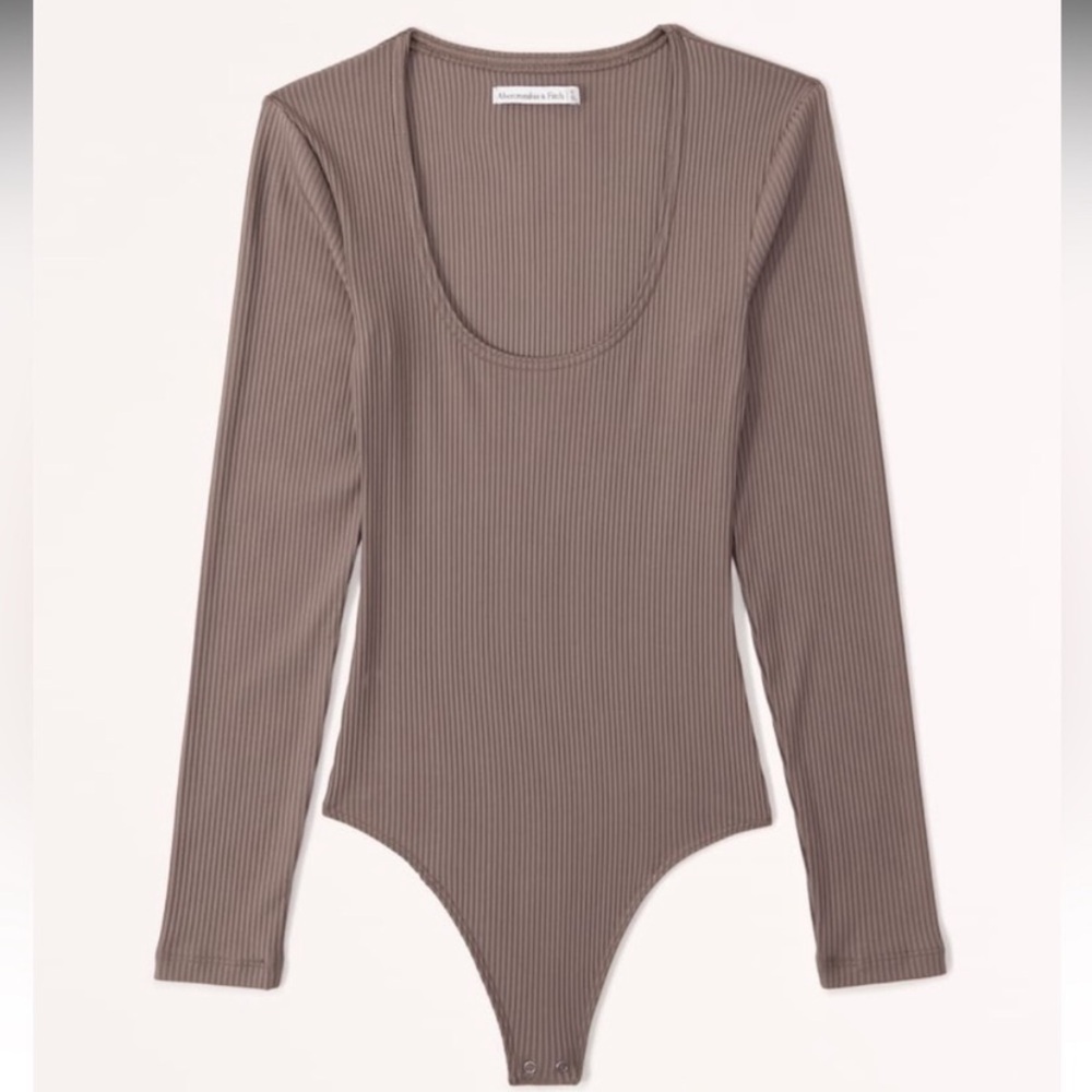Abercrombie Brown Ribbed Scoop Neck Bodysuit